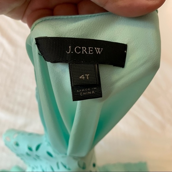 J Crew Dress 4T Green Lined A-line Floral Laser Cut Out Blogger Favorite Spring - Picture 8 of 10